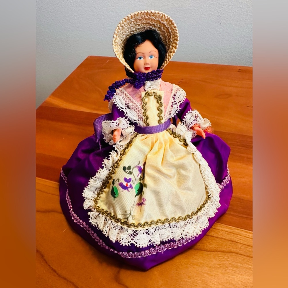 Vintage miniature doll from France. Beautifully crafted clothing. 5 1/2" tall.
